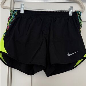 Nike Women's Black and Yellow Athletic Shorts